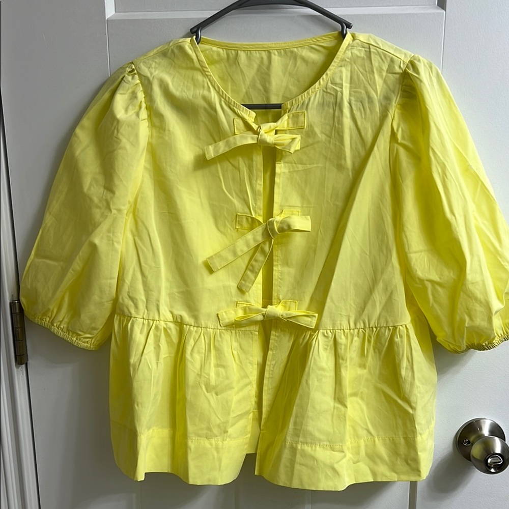 Yellow Bow-Front Blouse